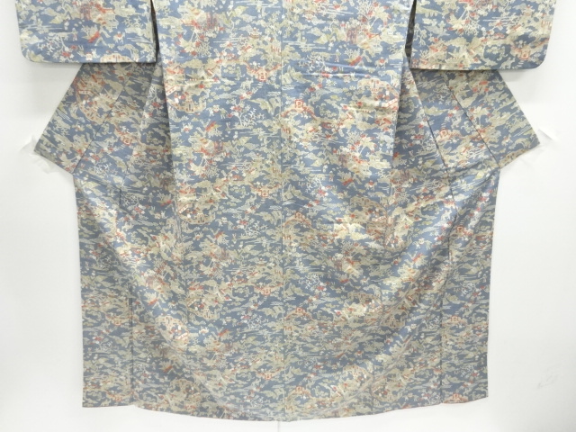  異国風景模様上代紬着物